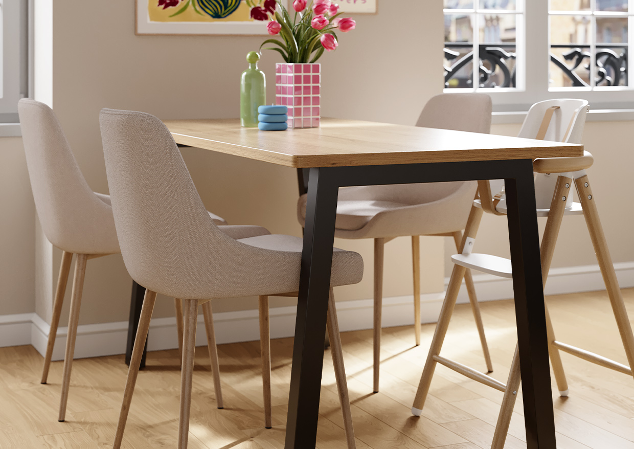 Table bois et noir 4 personnes