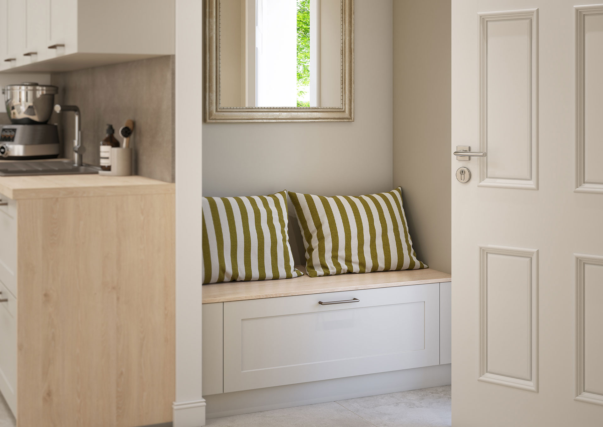 Meuble d'entrée banc Cuadra blanc