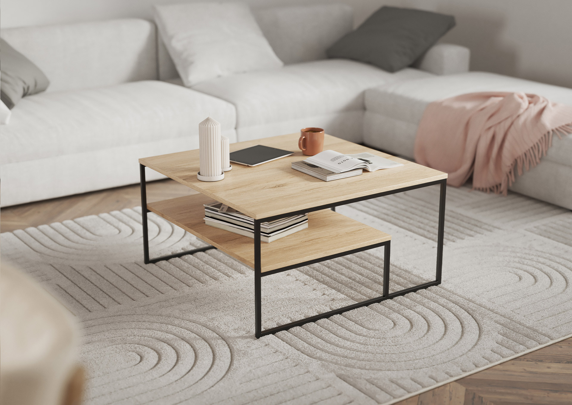 Table basse 80cm Dakar bois pied métal
