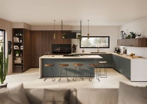 L'espace cuisine moderne intègre un grand îlot